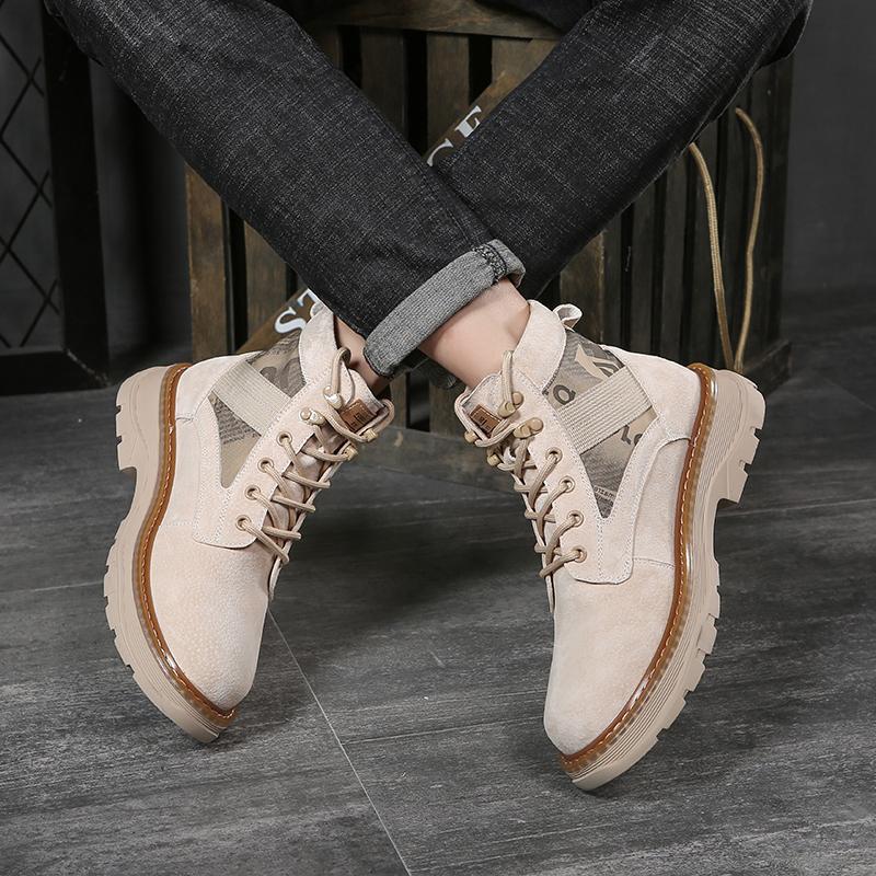 Newest High Quality Cow Suedeleather Men Shoes Autumn Winter Casual Ankle Boots Outdoor Fashion Shoes Male Lace-Up Motorcycle Boots