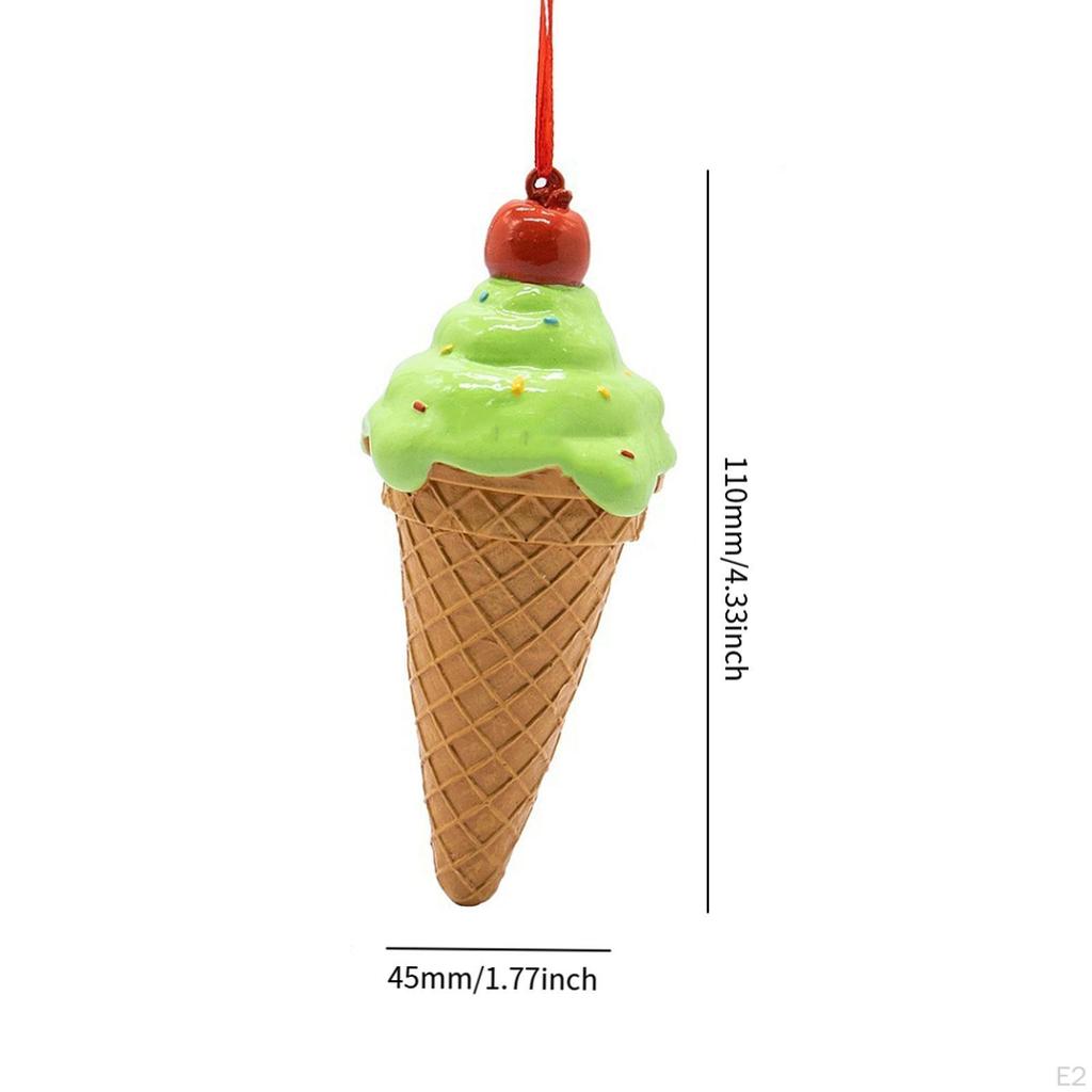 Ice Cream Cone Ornament Christmas Pendant Photo Prop Collectible Dessert Decor for Indoor, Outdoor,
