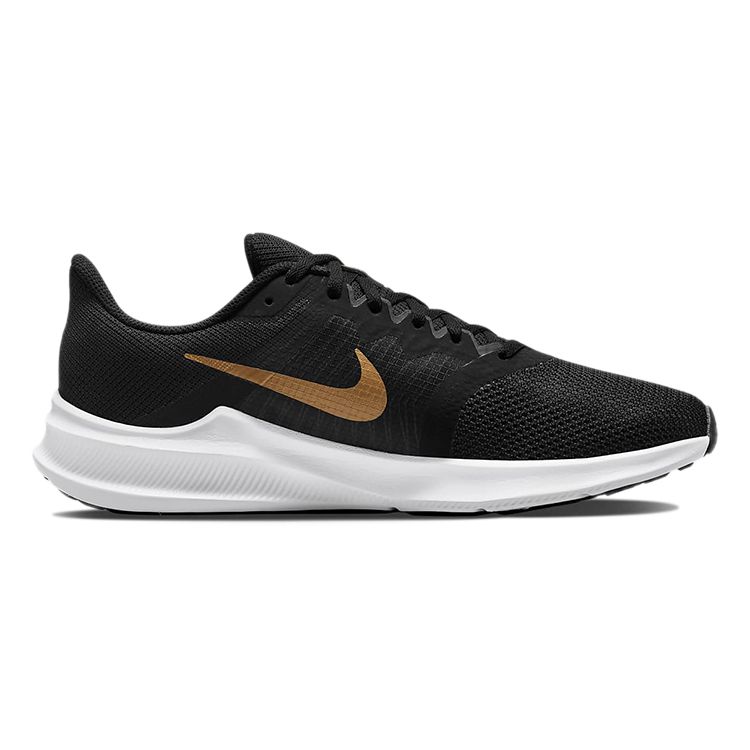 Nike Downshifter 11 Black Metallic Gold Men Sneakers White CW3411-009