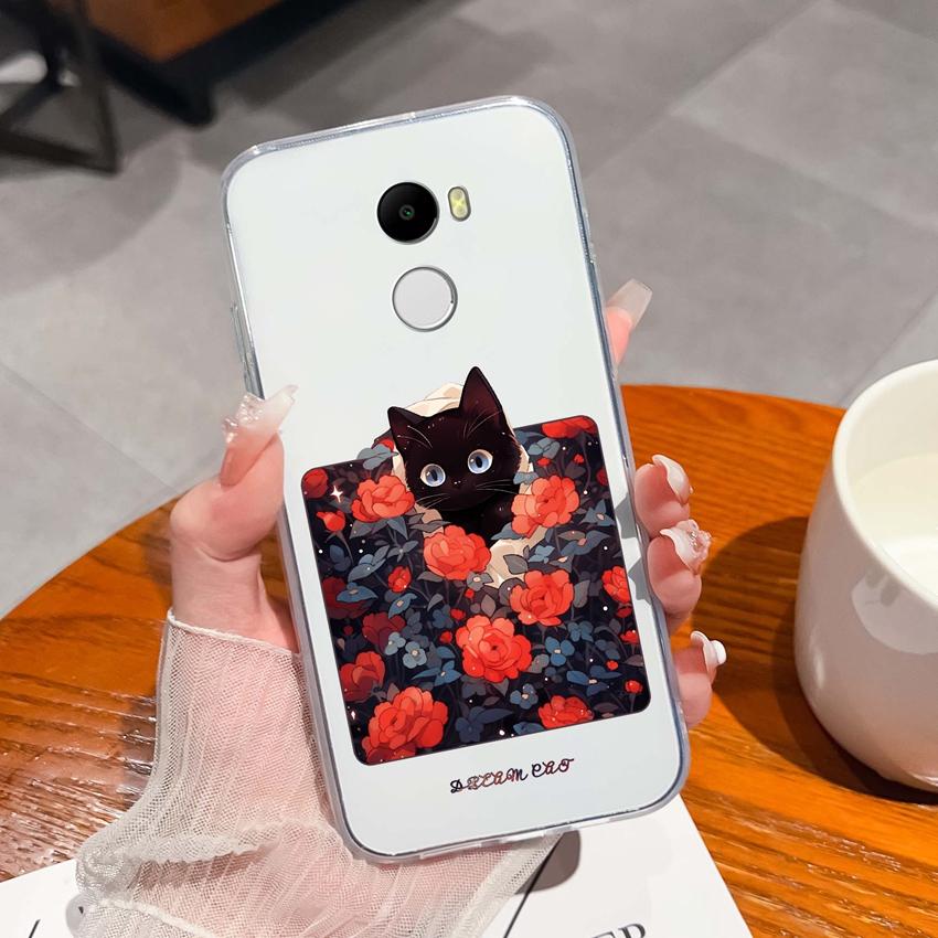 Чехол для Redmi 4 3 6 Pro 4A 4X 5A 5 Plus K90 Милый узор акулы и кошки Телефонные сумки Мягкий ультратонкий ТПУ силикон Противоскользящая оболочка для Redmi Прозрачная задняя крышка