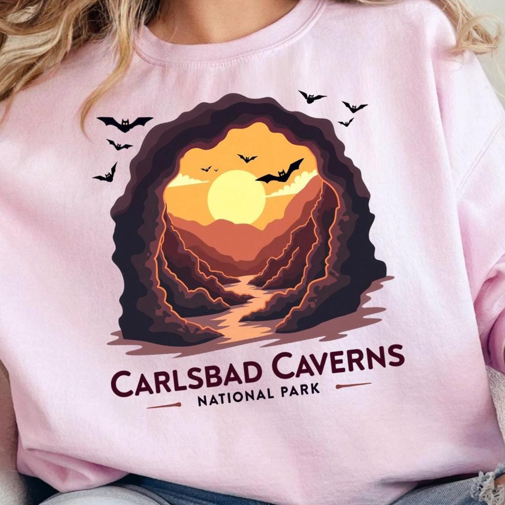 Vintage Carlsbad Caverns T Shirt and kids tshirt Retro National Park Tee Graphic Nature Lovers Gift New Mexico Souvenir Top Bats Art