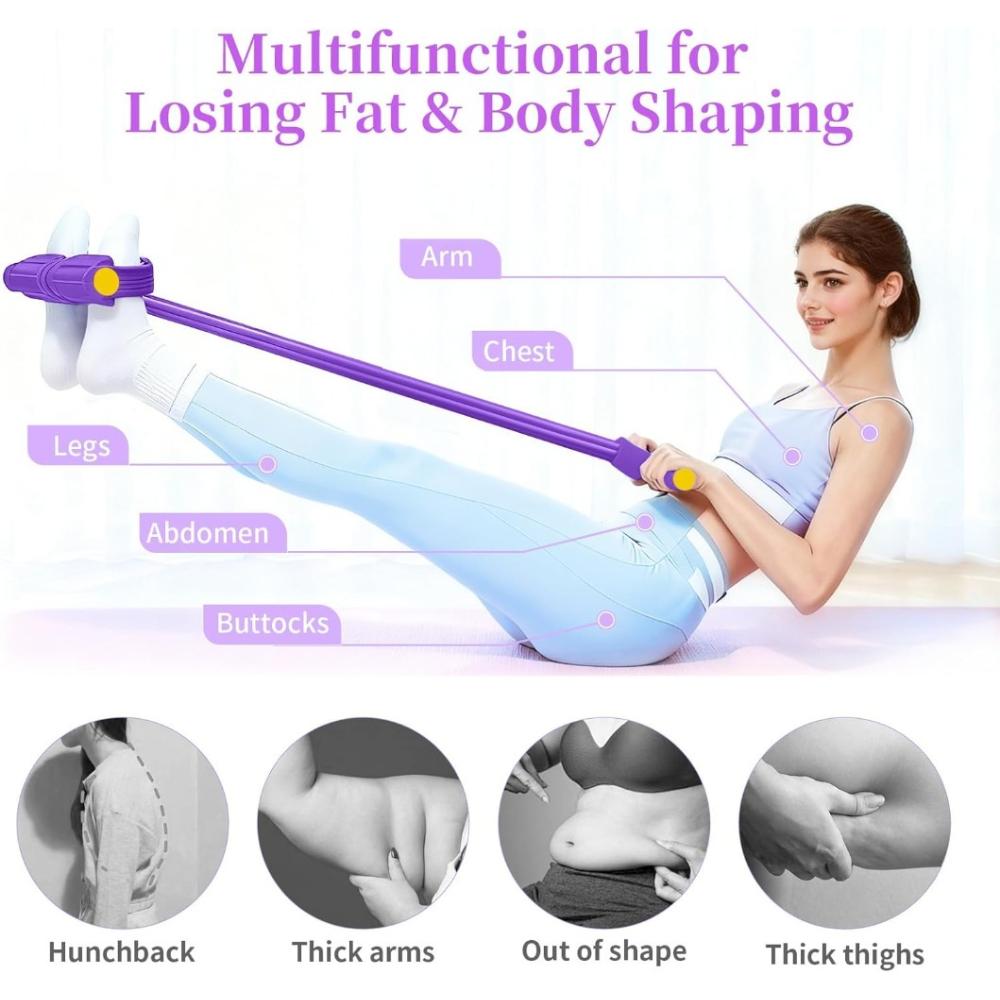 Multi-Functional Resistance Rope & Foot Pedal Yoga Band - Elastic Core, Waist, Arm, & Leg Stretching Fitness Equipment