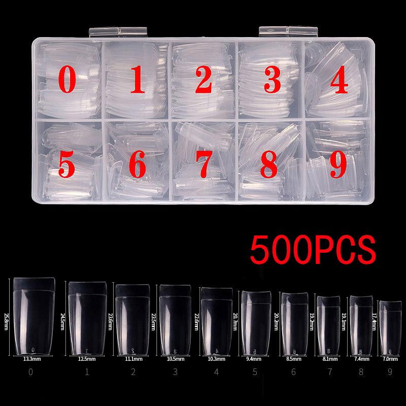 500 шт. супер прямые прозрачные полупокрывающие ногти полуфранцузские искусственные типсы для ногтей акриловые накладные ногти