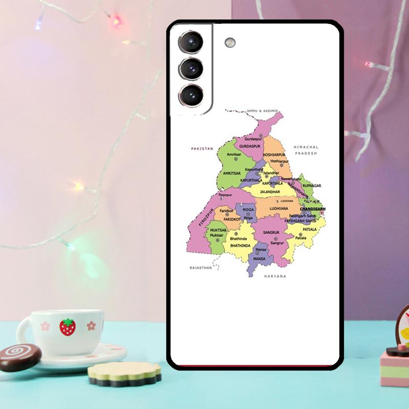 Чехол для телефона с картой Пенджаба для Samsung Galaxy S25 Ultra S20 S21 S22 S23 S24 Ultra Plus S9 S10 S25 FE