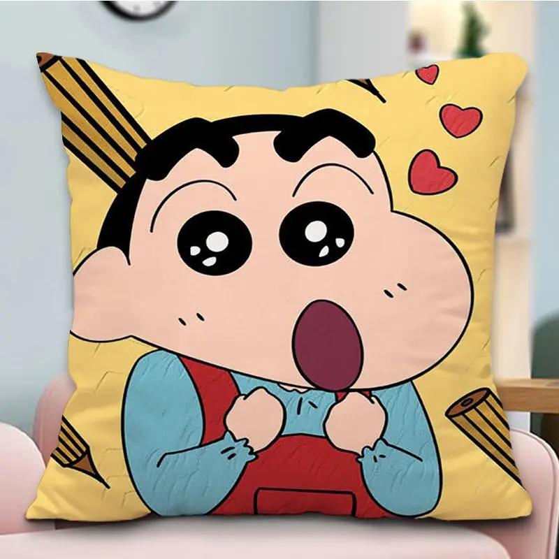 Crayon Shin-chan Pillow Case Cartoon Square Cushion Case Dustproof Pillow Cover Home Sofa Living Room Bed Couch Decor Pillowcase