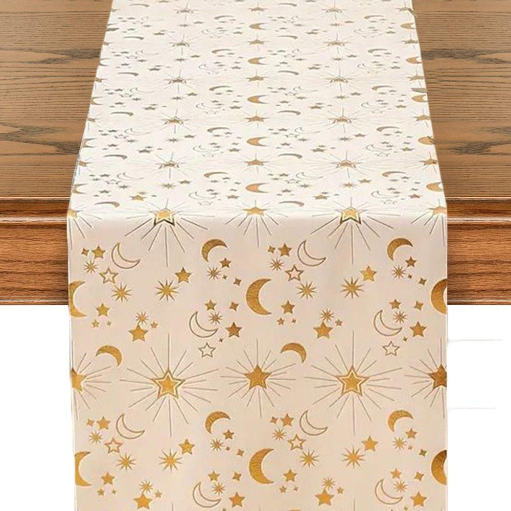 Moon Stars Pattern Eid Mubarak Tablecloth Table Cover Eid Al-Fitr Table Runner  Holiday Party