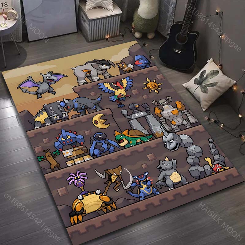 Multiple Sizes Pokemon Game Print Carpet for Living Room Bedroom Kid's Room Home Decor Non-slip Mat Area Rug Luxury Gift