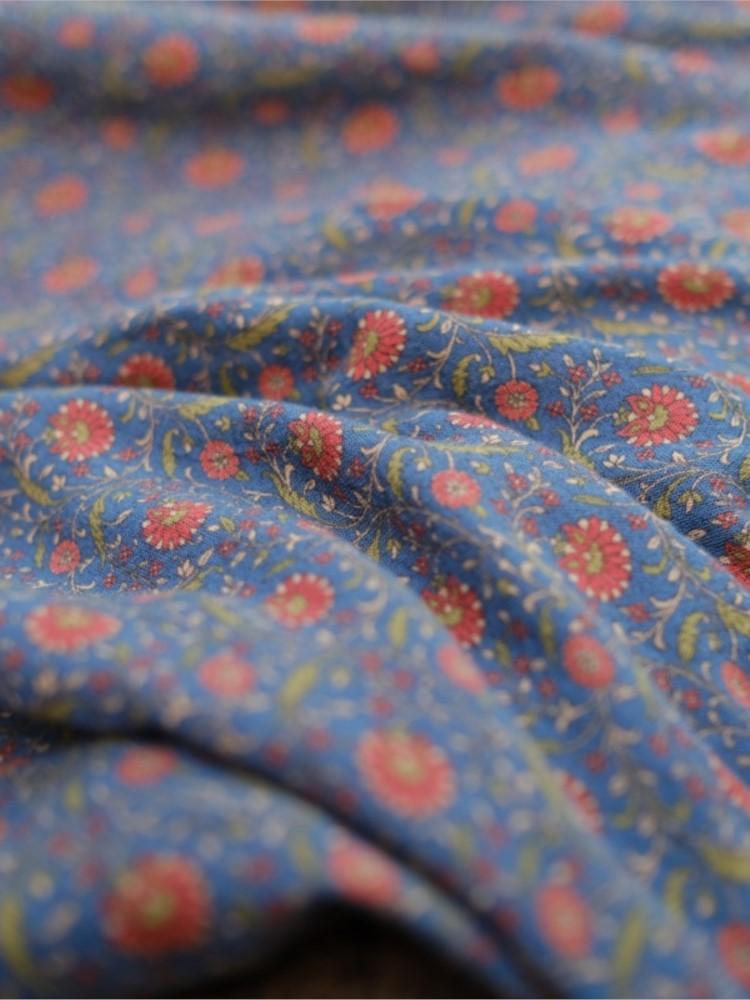 Johnature Женское винтажное синее платье с цветочным принтом, хлопковое мягкое платье с длинными рукавами, весеннее женское платье на пуговицах в китайском стиле