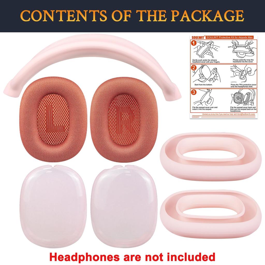 SOULWIT Комплект для замены и ремонта для AirPods включает сетчатую тканевую накладку на дугу, защитный аксессуар из ТПУ и силиконовые накладки для амбушюр и мягкий
