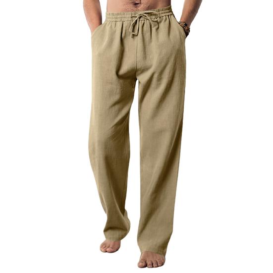 Мужские брюки с эластичной талией, широкие длинные брюки с карманами, однотонные свободные брюки для отдыха, универсальная одежда