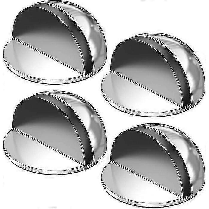 Set of 4 Door Stops, Stainless Steel Door Stops and Stoppers with Rubber Bumpers, Door Stops to Protect Doors, Walls and Furniture (Silver) - RIpj
