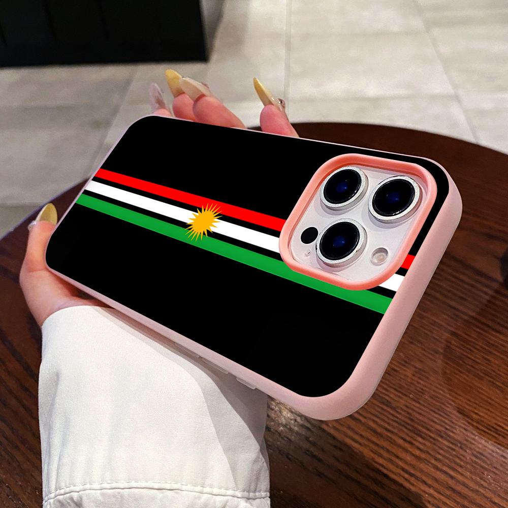 Kurdistan Flag Jelly Double layer Pink Mobile Phone Case for iPhone 17 16 15 14 13 12 11 Air Pro Max Plus Protective
