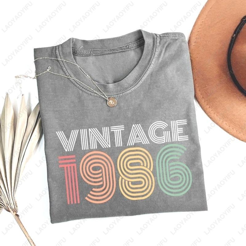 Vintage 1986 Unisex Adult Cotton TShirt 40th Birthday Gift for Women Retro Unisex Oneck Printed Tee Ropa Mujer Unisex Camisetas