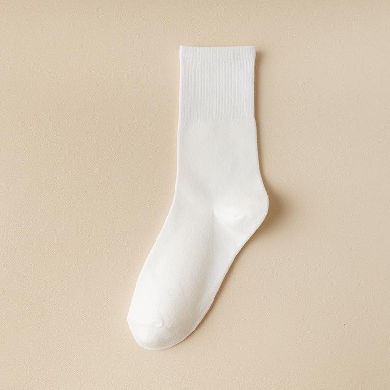 Women's Mid-calf Socks, Spring and Autumn Coffee-colored Solid Color, Versatile and Trendy, Winter Black and White Long Calf Socks