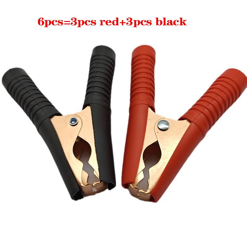 4/6pcs 100A All Inclusive Copper Plated 90mm Long Crocodile Clip Car Battery Red and Black Clip