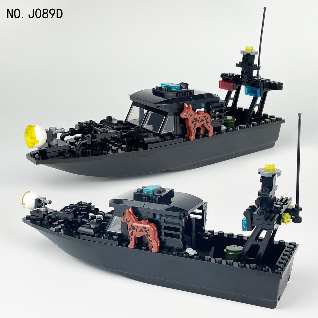 Катер-патрульный «Морской волк» Скоростной катер Jf089D Маленький лодочка-преследователь Детские сборные строительные блоки Игрушечные аксессуары