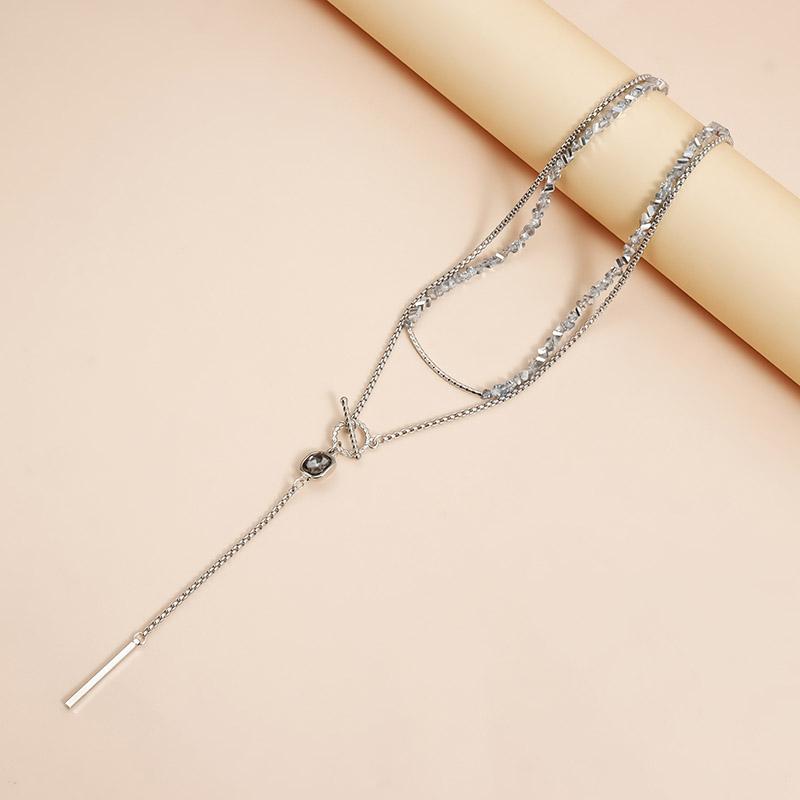 Women's Gray Glass Jewelry Long Tassel Layered Bracelet Drop Earrings Fashion Accessories Trendy Daily Party Wear Gift