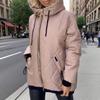 Женское пуховое пальто с капюшоном, на кулиске, с длинными рукавами, однотонная хлопковая куртка с карманами, легкая теплая верхняя одежда