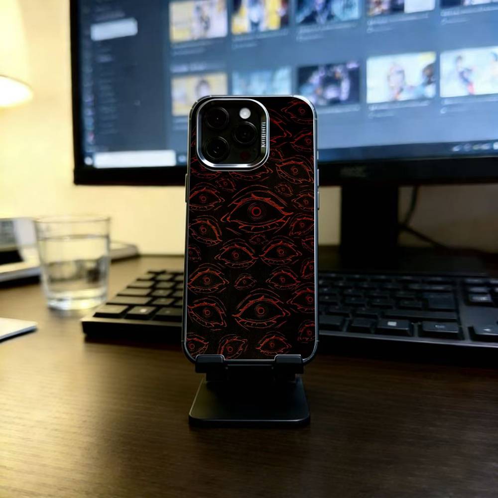 Жуткий Страшный Красный Глаз Лицо Чехол для Телефона Для iPhone 17,16,15,14,13,12,11 Plus,Pro Max,XS,Красочный Серебристый Черный Чехол