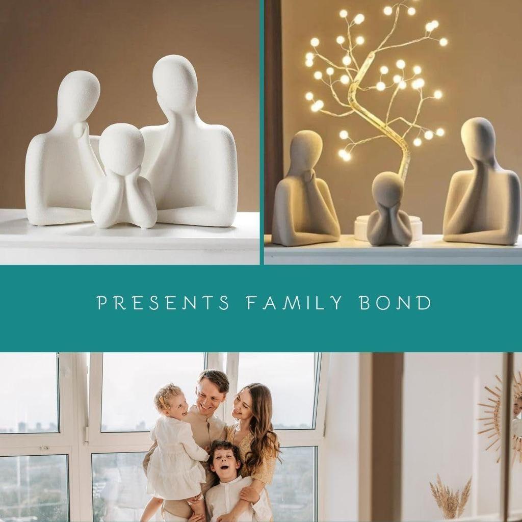 Последняя статуэтка «Пара и семья» | Керамическая скульптура «Мыслитель» | Предметы домашнего декора для гостиной | Настольный артефакт (Белый | Набор из 3 шт.)