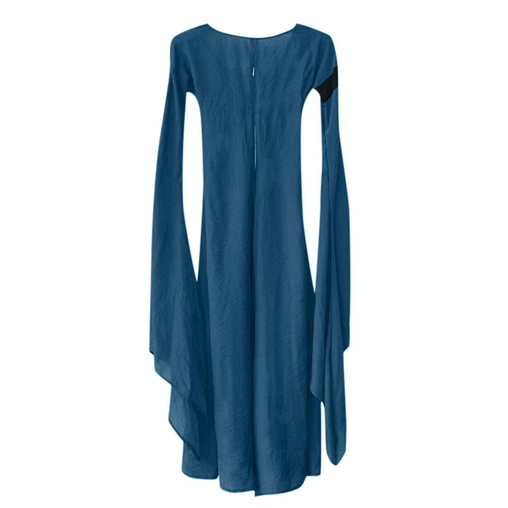 Женское осенне-зимнее готическое ретро однотонное бальное платье с длинным рукавом макси-платье