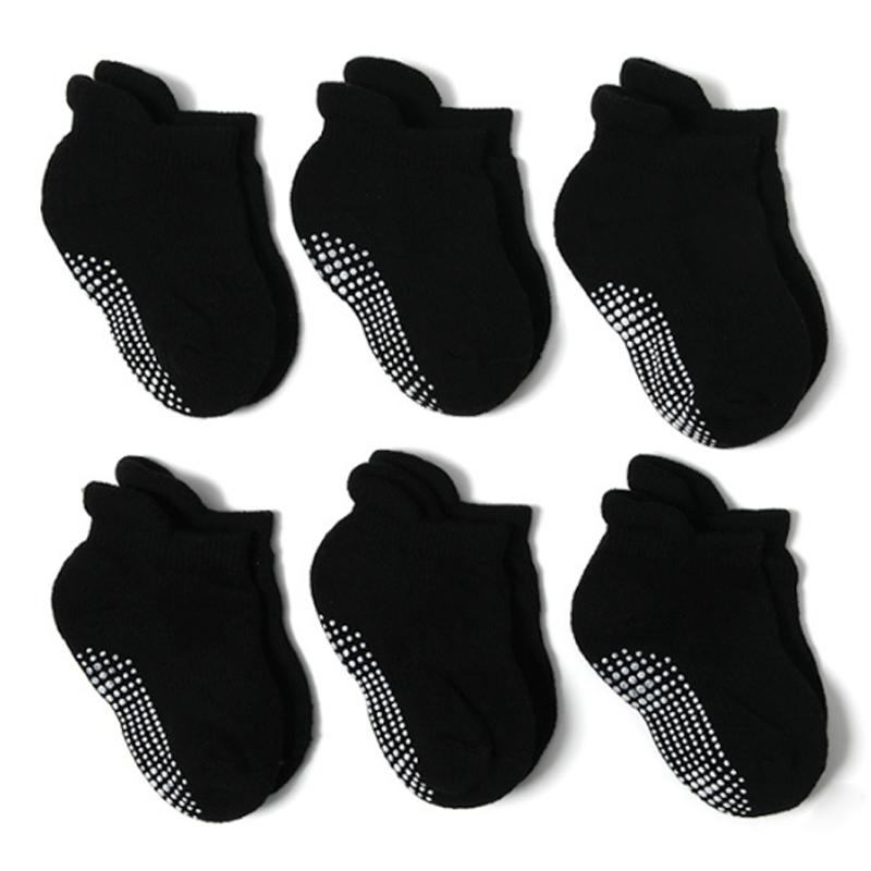 3Pair/lot New black/white children's socks baby casual non-slip children's baby socks