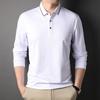 Весенне-осенняя однотонная футболка с длинным рукавом, мужская новая футболка-поло свободного кроя с воротником поло