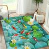 Большой коврик с принтом кои Фреш Понд - Машинная стирка, уличный ковер для балкона, патио, заднего двора, легко чистящийся, декор для пола, модный