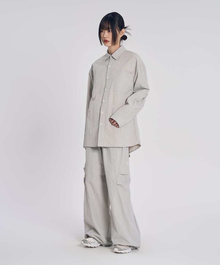 SLOW RECORD HOUSE Parachute Flare Pants_Gray
