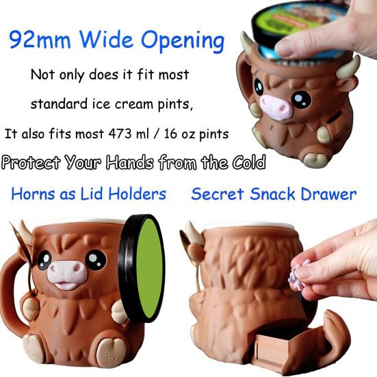 Highland Cow Ice Cream Pint Holder Insulated Ice Cream Cozy