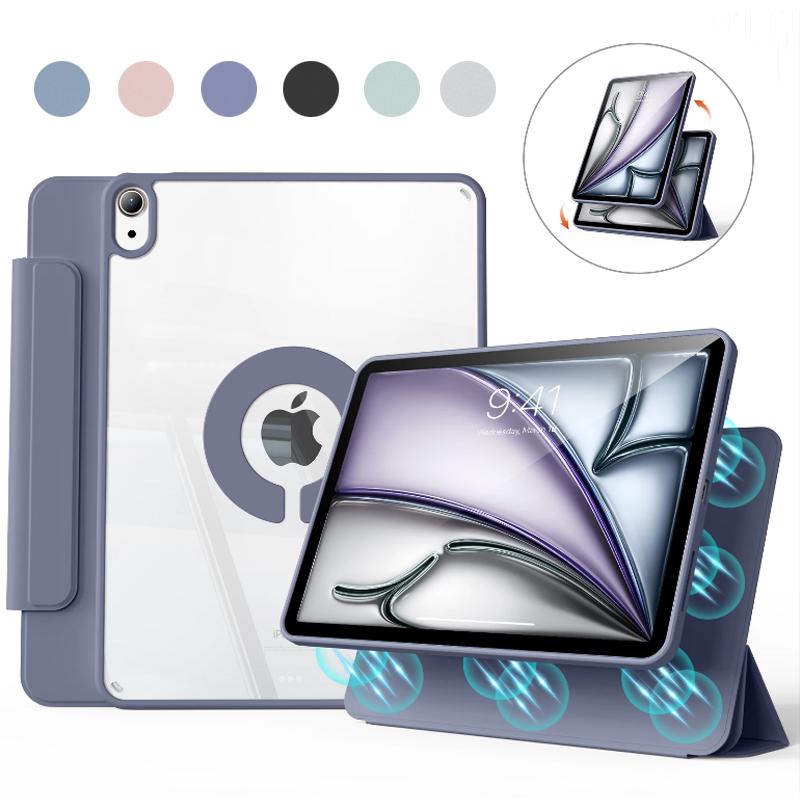 For iPad A16 11th 10th Generation Air 4/5 10.9 Magnetic Case, For iPad Pro Air 11 13 12.9 inch 360° Detachable Back Cover Case