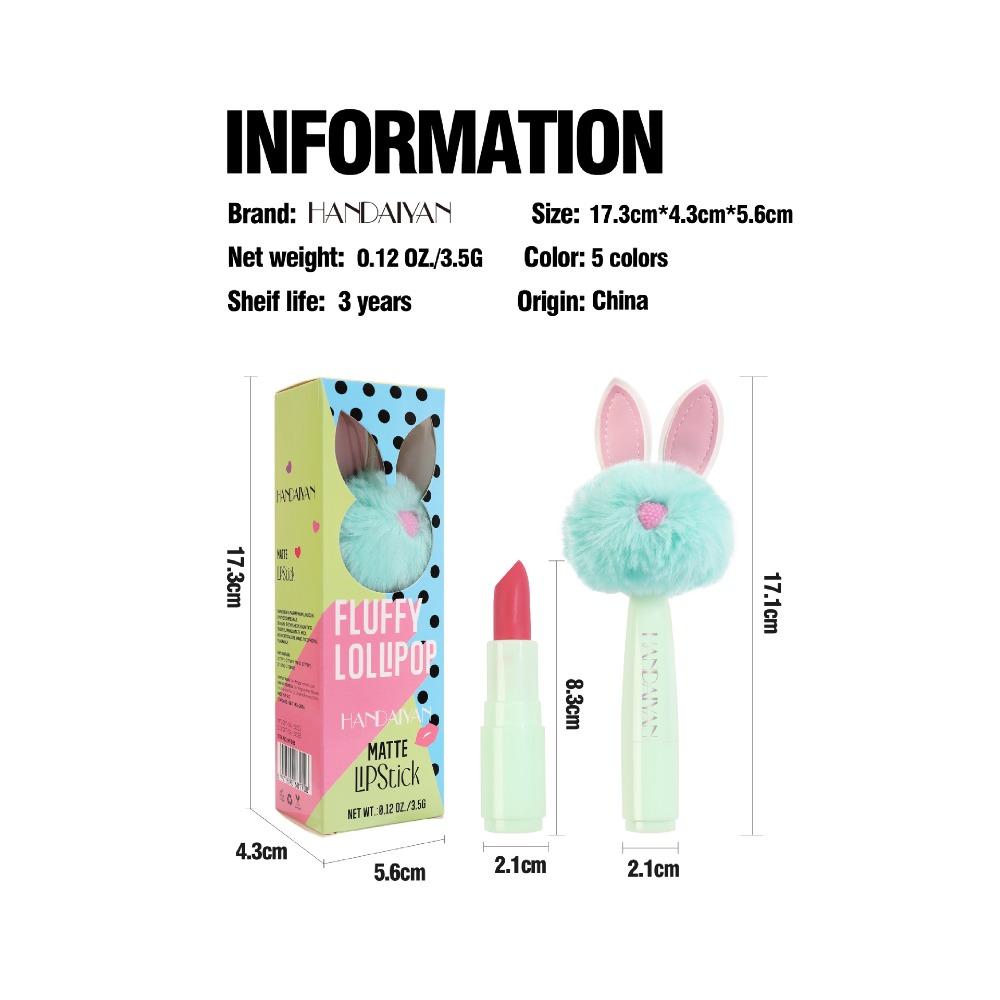 Handaiyan 5 Color Mini Rabbit Plush Dumplings, Dill Matte Lipstick Red