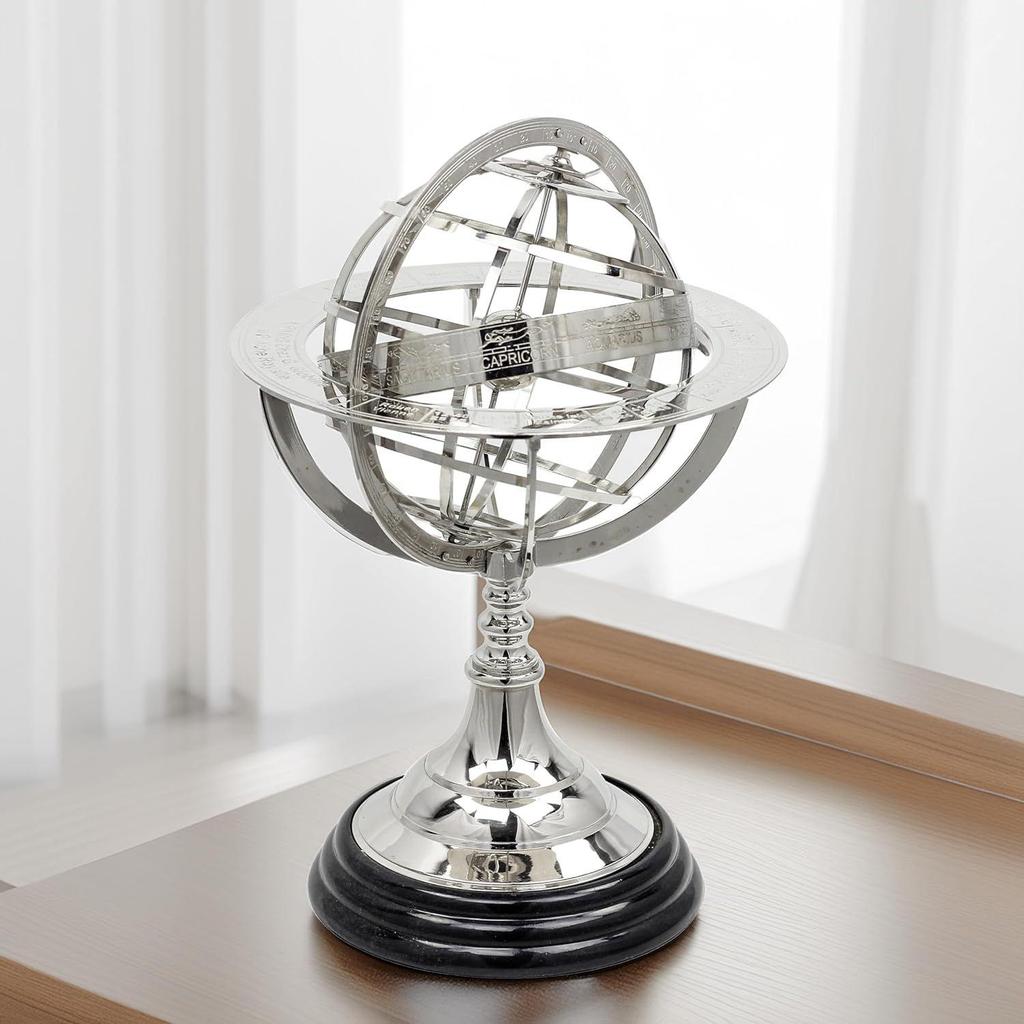 Деревянный шар-глобус (основание на полу - 4 дюйма , размер глобуса : 12 x 6 дюймов, Коричневый)