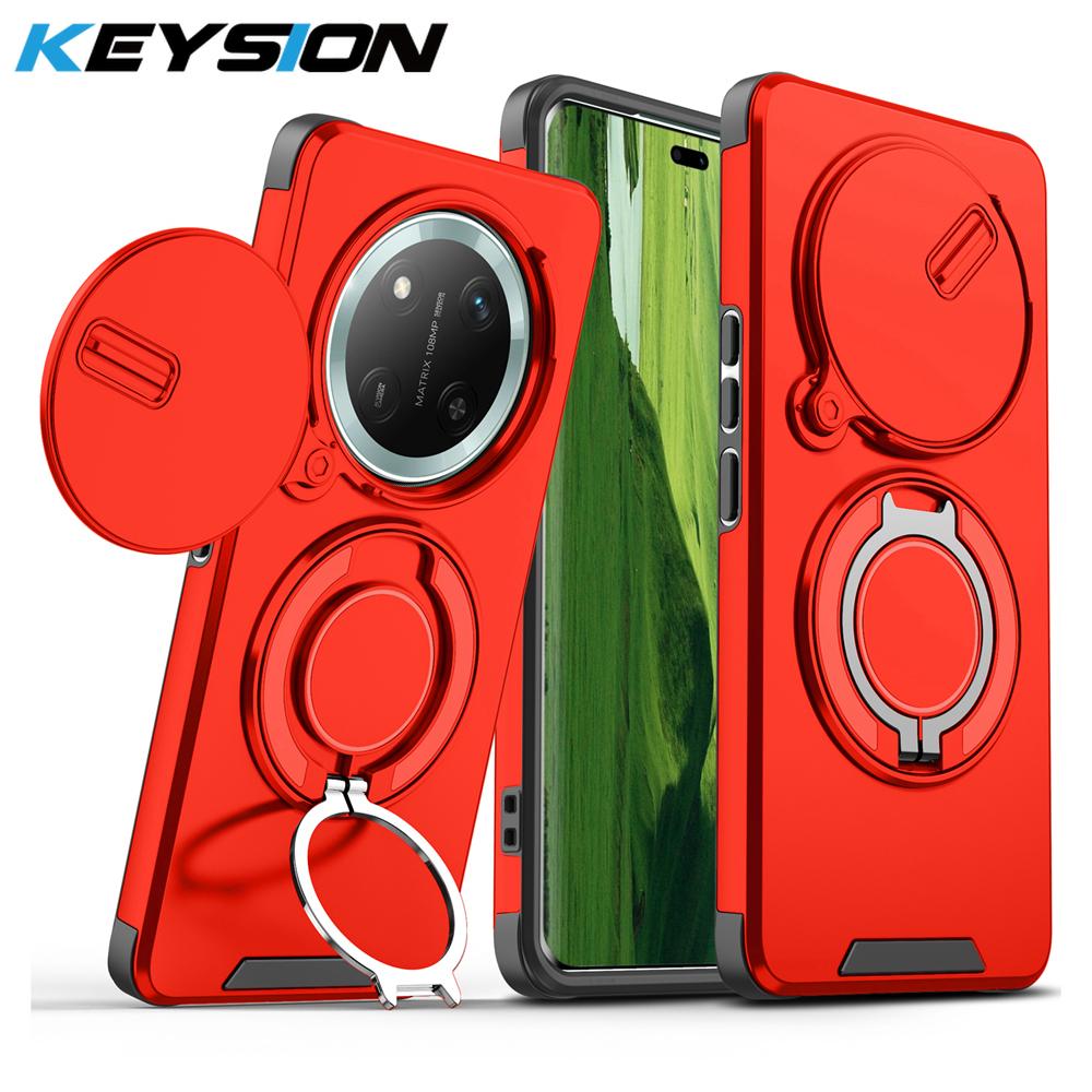 KEYSION Чехол для телефона с кольцом-подставкой 360° для Honor X9c 5G X9c Smart Защита камеры со сдвижной шторкой Магнитный противоударный чехол для Magic 7 Lite