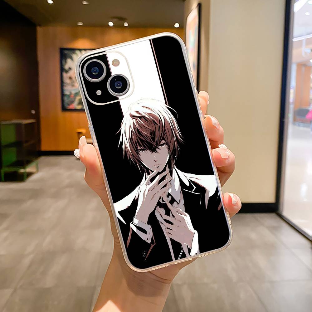 D-Смертельная тетрадь Лайт Ягами -L Чехол для телефона для iPhone17,16,15,14,13,12,11 ,Pro Max, Plus Мягкий силиконовый прозрачный чехол