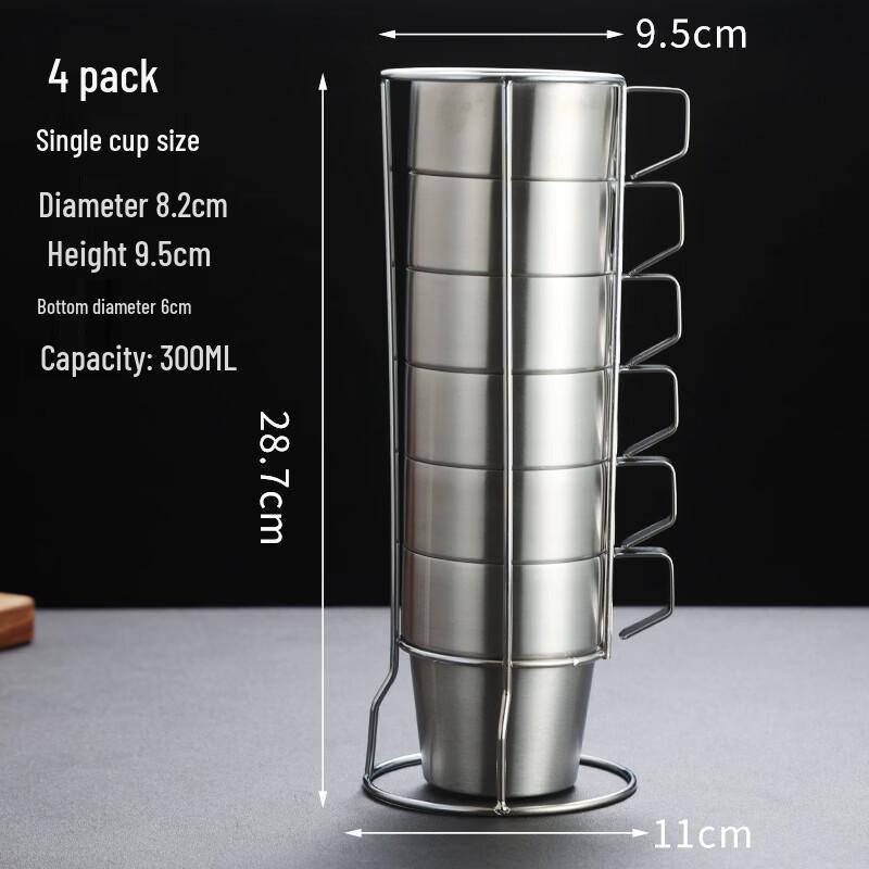 Utuo Double Wall Insulated Glass Cup Set with Storage Rack