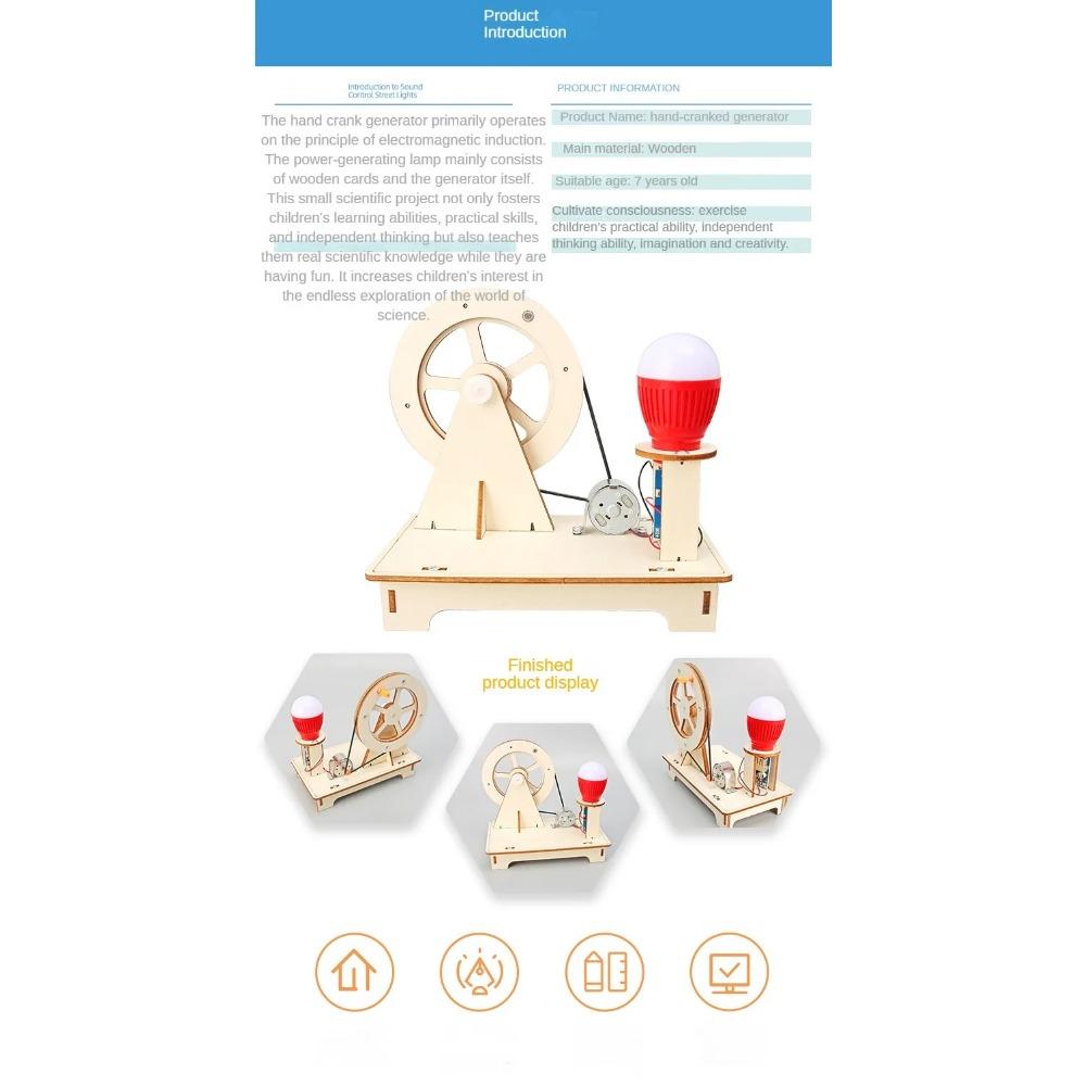Student Science Experiment DIY Kit Hand Cranked Generator Toys Creative Technology Crafts Physics Teaching Aids Kids Gifts