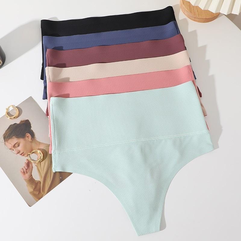 FINETOO S- XXXL стринги с высокой талией, однотонные трусики для женщин, эластичные и антибактериальные трусы