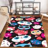 Colorful Cartoon Cats and Hearts Pattern on Black Background for Cute Decorative Carpet Suitable for use as an anti-slip1 for1room and bedroom sofas