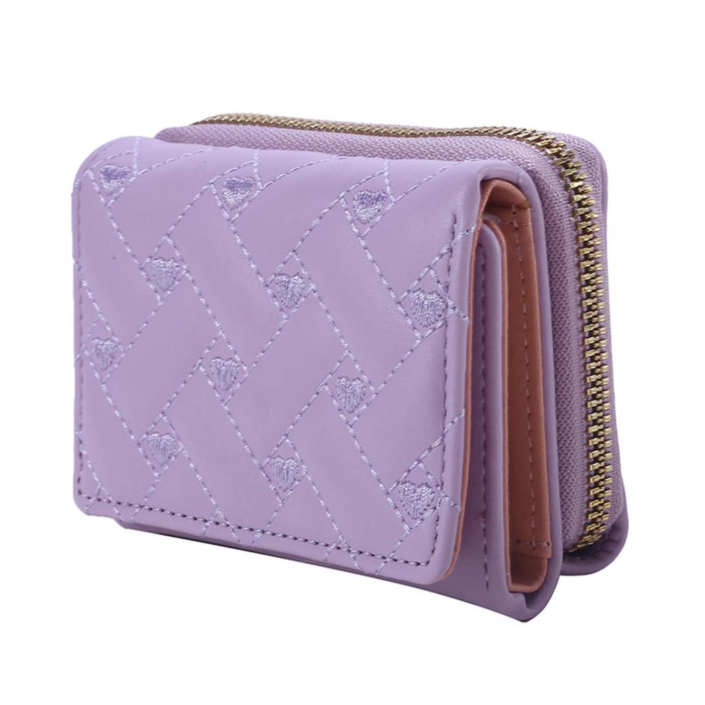 Women's Short Embroidered Love Zero Wallet Zipper Buckle Large Capacity Card Bag Versatile Fashion Simple