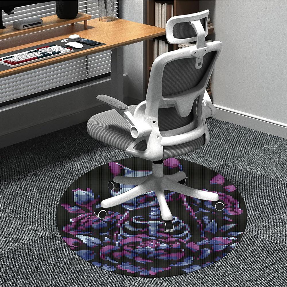 1pc Skull Roses Office Round Area Rug, Under Office Chairs Bedroom Living Room Home Decor, Room Deco, Available in Various Sizes