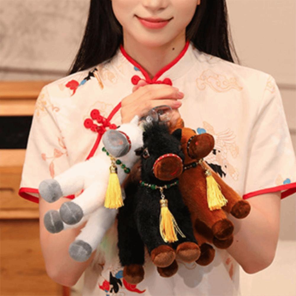 Simulation Spring Festival Mascot Horse Long Mane Fluffy Tail Pony 20/25/30Cm Pp Cotton Stuffed Standing Foal New Year