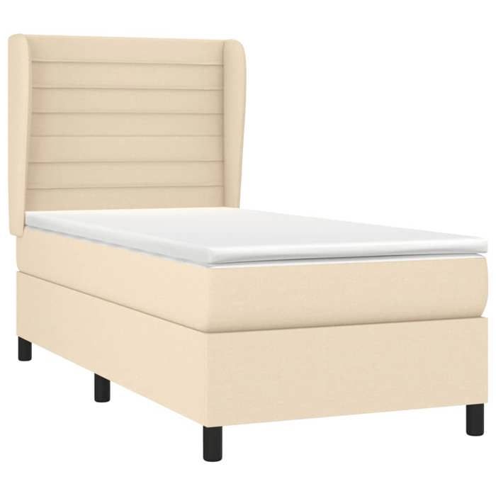 3128010 vidaXL Divan Bed and Mattress Cream 90x190 Cm Fabric