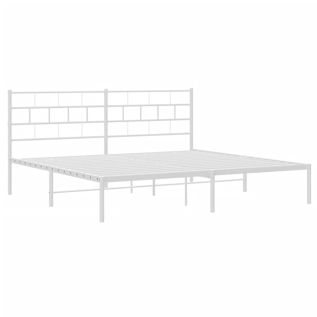 Vidaxl Металлическая Рама Кровати С Изголовьем, Белая, 180X200 См