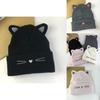 Зимняя вязаная шапка с кошачьим животным элементом для женщин и мужчин, уютный полиэстеровый головной убор
