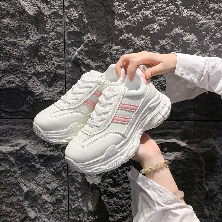 Кожаные кроссовки на платформе в стиле "dad shoes" Новые осенние легкие и дышащие повседневные спортивные туфли