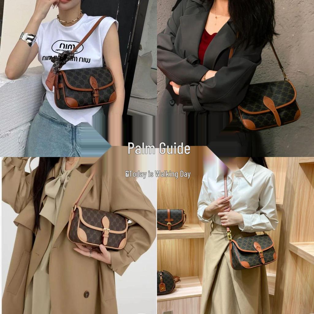 Женская кожаная сумка-багет Arc de Triomphe, носимая под мышкой - Модель 2025 года, бывшая в употреблении