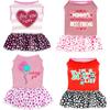 4 Pack Adorable Girl Puppy Printed Doggy Clothes for Small Dogs - Girl Holiday Apparel Dresses(M)
