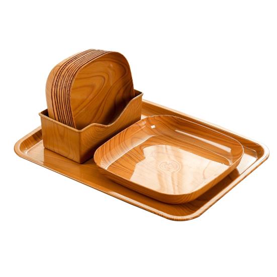 Блюдо для костей, имитация дерева, сервировочные подносы, пластиковая фруктовница в японском стиле