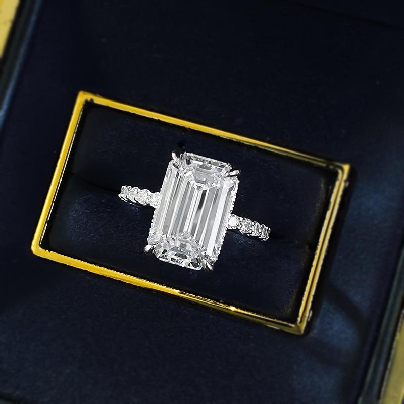 Simulation Emerald Cut 9 * 14Mm Rectangular Ring Ring